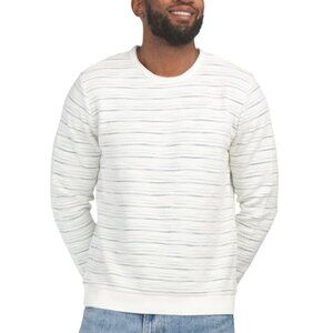 MARINE LAYER Natural Textured Stripe Crew Neck Sweatshirt